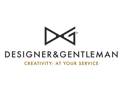 Designer and Gentleman black bow tie d g logo two pencils