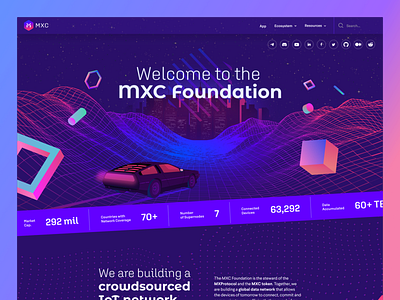 Branding & Web design for MXC Foundation blockchain branding design graphic design illustration iot logo network typography ui vaporwave vector web design web3 website