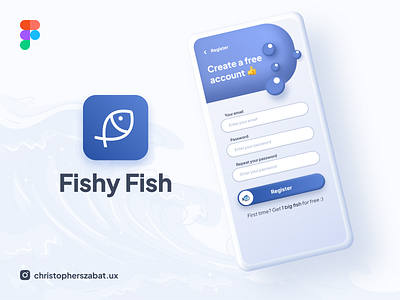 Fishy Fish App, registration form, daily app design ui ux
