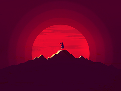 Illustration Sunset - NO.2 illustration man moutain sky sun sunset