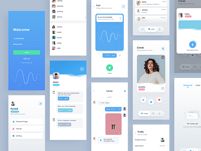 New work app blue design icon social app ui voice