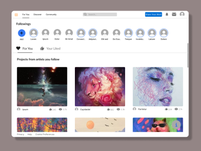 Art sharing website UI design app design graphic design ui ux
