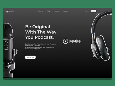 Podcast Website Landing Page UI Design app branding design graphic design illustration logo podcast design typography ui ux vector