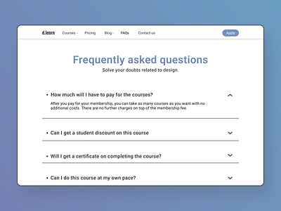 FAQ page design