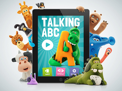 Talking ABC... abc alphabet animals app application character clay ios ipad iphone mobile ui
