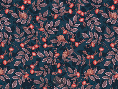 PHYSALIS GARDEN - patterns & motifs autumn design drawing elegant fabric design graphic design hand drawn home decor illustration luxury papper pattern design plants retro seamless pattern snail textile design vintage wallpaper wrapping