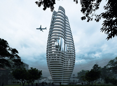 Render of a Parametric Skyscraper 3d animation architecture architecture visualization design illustration logo modelling motion graphics rendering