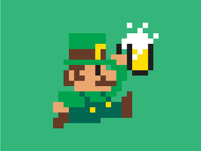 St. Patrick's Day Mario 8bit illustration ireland irish leprechaun mario nintendo pixel pixel art st patricks day supermario