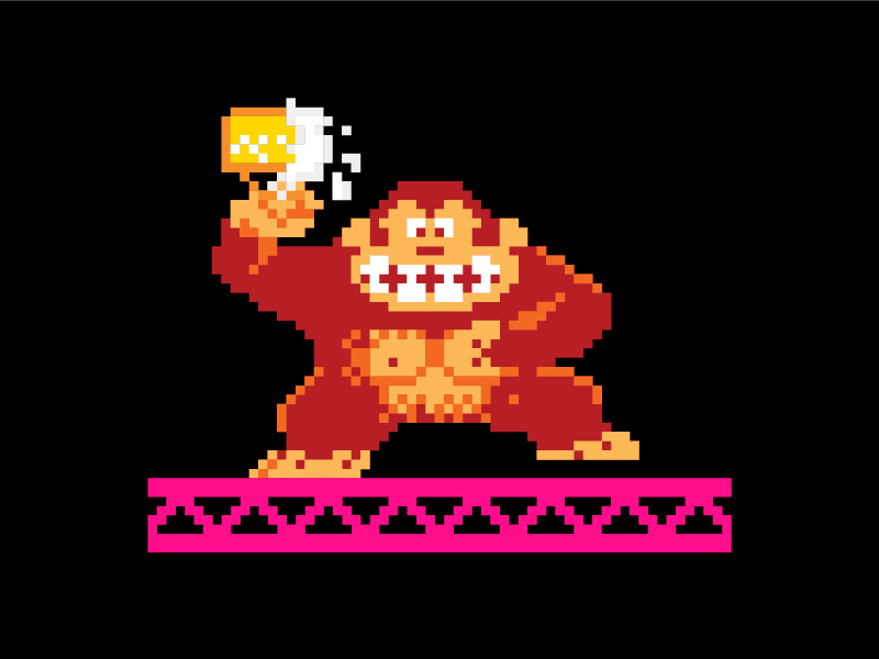 donkey kong pixel art grid