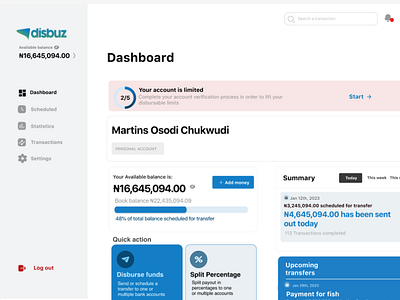 Disbuz Fintech Web App UI