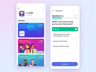 Quiz App app colorful design flat mobile app mobile app design mobile design modern design quiz quiz app ui ui ux ui design user experience user interaction user interface ux