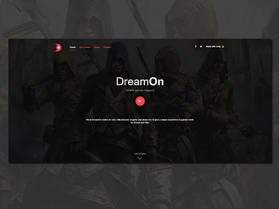 Dreamon landing page ui