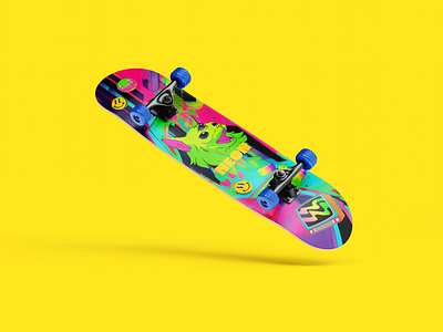 Skateboard Print Design artificial intelligence branding graphic design lsd neural network polygraphy psychedelic skateboard