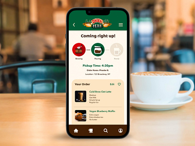 Central Perk App - Concept UI Design central perk coffee friends graphic design order page progress bar ui ui challenge ui design ux design