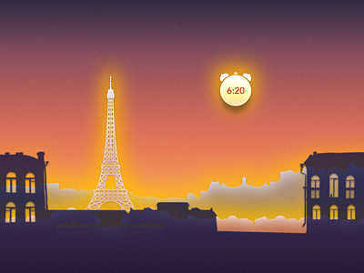 Paris sunset buildings clocks eiffel evening panorama silhouette sun sunset tower town