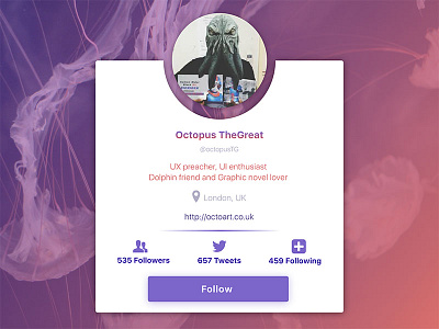 User profile card 006 card daily dailyui twitter ui userprofile