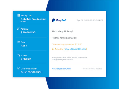 Email Receipt 017 dailyui payment paypal receipt ui