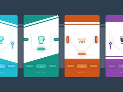 Coffee App Concept android app app design bright bright colors clean coffee design icon iconography ios shadows simple sketch ui ui design user interface ux