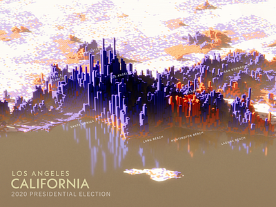 A Cityscape of Votes - Los Angeles 3d animation data vizualization elections graphic design infographic design motion graphics politics
