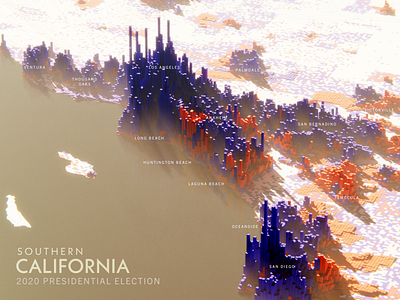 A Cityscape of Votes - Southern California 3d animation data vizualization dataviz design elections graphic design illustration motion graphics