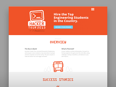 Hacker Tour bus design flat glyph hacker page responsive site tour web web page website