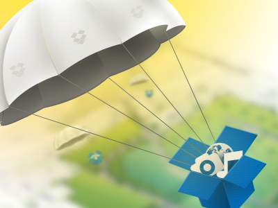 DROPBOX AWAY! box drop dropbox dropbox icon icon parachute
