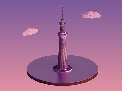 Skytree sunset c4d