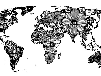 city map clipart black and white flower