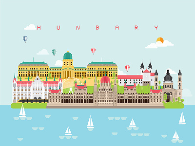 Hungary Famous Landmarks Infographic Templates budapest capital danube europe famous government hungarian hungary landmark national parliament sunrise