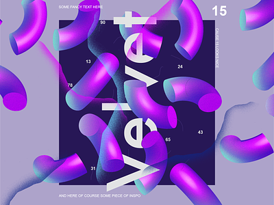 blue velvet 3d art 3d shapes adobe illustrator adobe photoshop graphic design poster art poster design purple gradient typogaphy