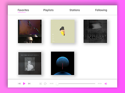 Daily UI #044 - Favorites design favorites minimalist music player ui