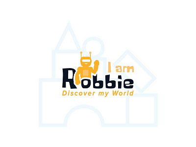 Logo for robotics lab branding education kids logo program yellow