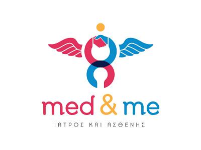 Logo Design Med Me caduceus doctor handshake me med medicine myself patients wings
