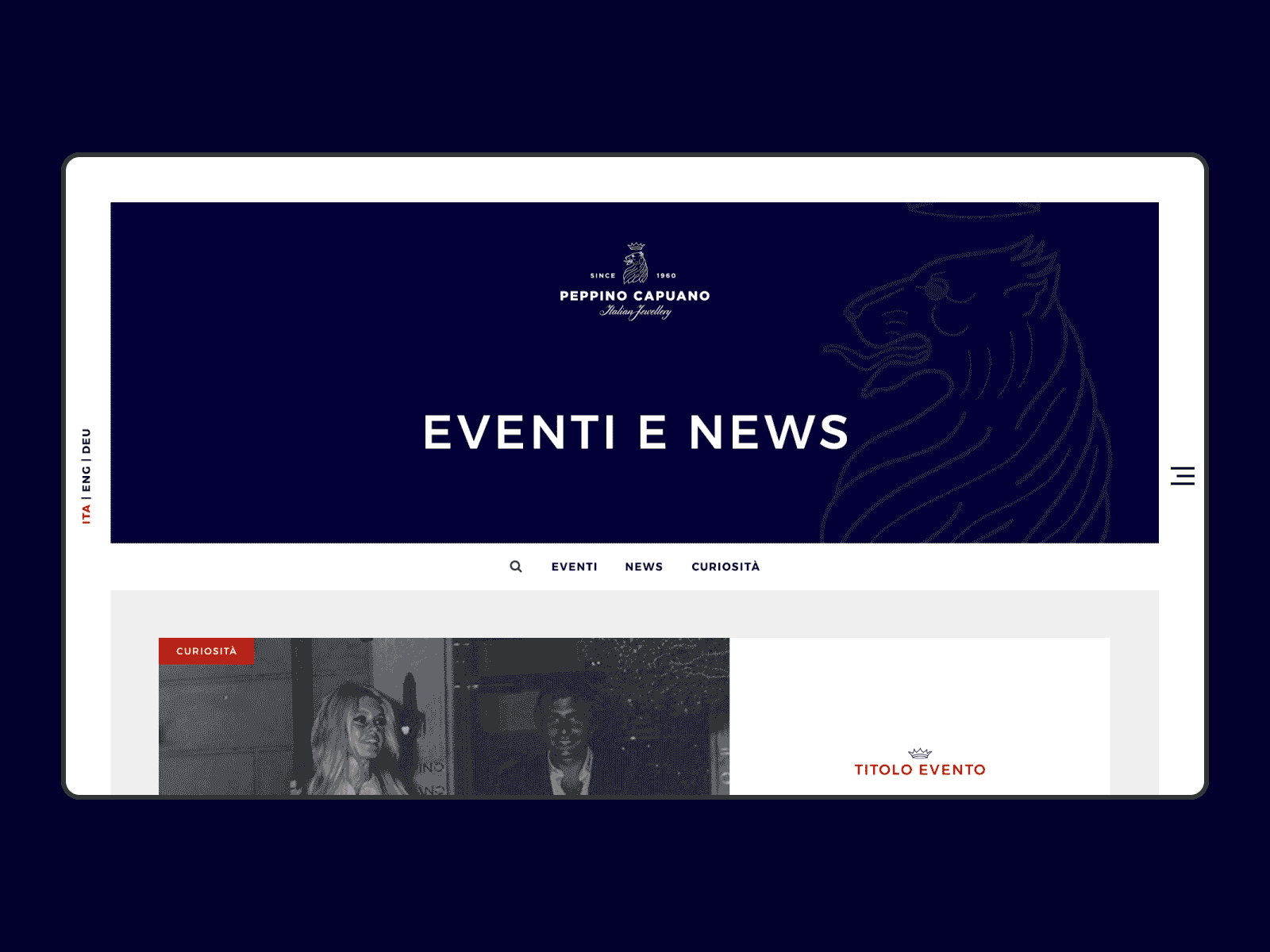 Events and News | Peppino Capuano adobe after effect adobe aftereffects animated mockup animation graphic design interaction design responsive design thanatos digital agency ui ui ux design uiux user inteface user interface design web design web mockup website design website mockup websites