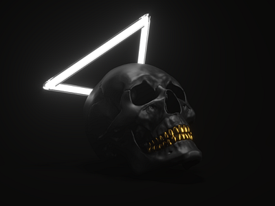 Find the light 3d black c4d coronarender gold light render skull thanatos digital agency