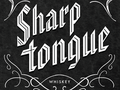 Sharp Tongue 1920s 1930s blackletter liquor bottle prohibition vintage whiskey