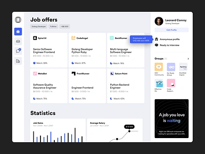 Job matching platform anonymous company crm employee employer gogoapps job offers platform search talent ui ux