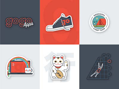 GogoApps stickers branding camp design go gogoapps illustration impression logo lucky cat neon sneakers stickers warsaw