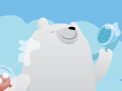 Plumbear in the shower character illustration mascot