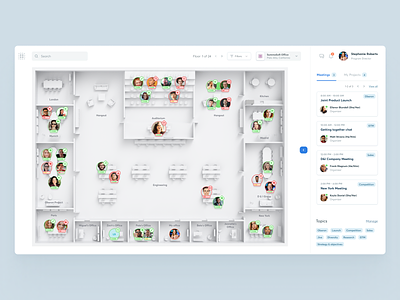 Aurea - Virtual office reimagined 3d analytics app chart chat collaboration dashboard data design management meeting netguru office product design project redesign room statistics tool ui