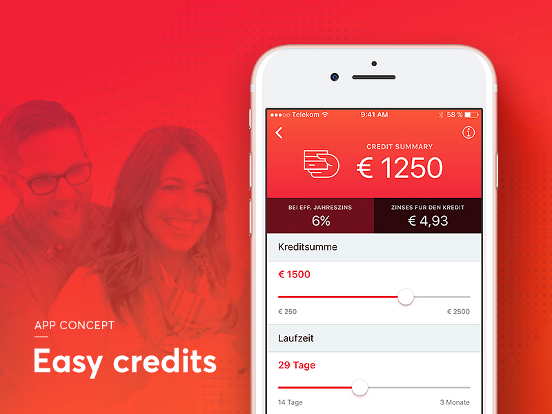 Easy credits - App concept by Maciej Kotula for Netguru on Dribbble