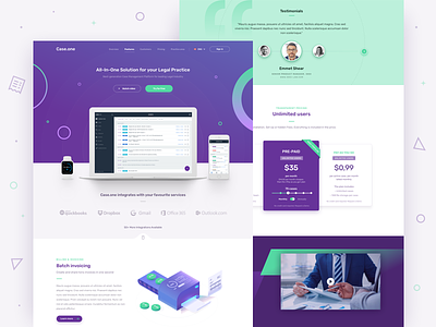 Case.one - Landing Page dashboard desktop home icons illustration landing page law payment redesign services ui website