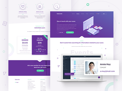 Case.one - Case Updates dashboard desktop home icons illustration landing page law payment redesign services ui website