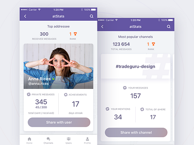 atStats - Interact with friends on Slack in a new way android app friends ios material mobile netguru relationship sharing slack social ui