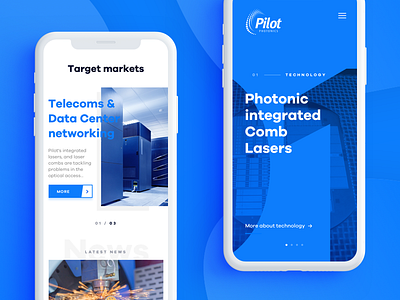 Pilot Photonics - Mobile landing landing page laser mobile product design redesign rwd technology typography web design webdesign