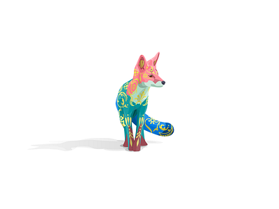 just a fox colorful fox illustration ornaments vector