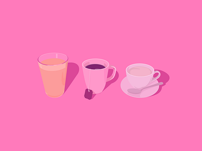 Coofee tee or juice beverages coffee colorful illustration pink vector