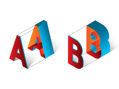 Alphabet alphabet custom exploded illustration isometric typography