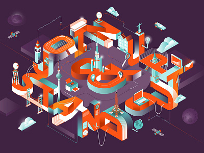 Join Up & Stand Out illustration isometric tech typography vector