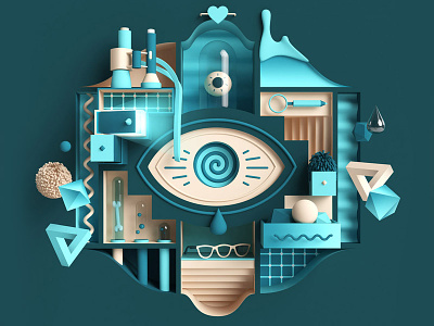 Cabinet Of Curiosity 3d abstract cabinet cgi curiosity geometric graphic illustration infographic